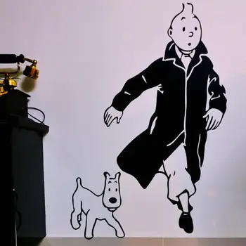Tintin So Psom Cartoon Vinylové Nálepky na Stenu detskej Izby Stenu Art Nástenné Obtlačky Tintin Vinyl Plagát na Stenu Art Decor