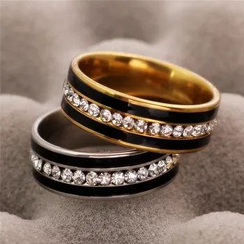 Titán CZ Krúžok pre Mužov a Ženy, Zlata, Striebra, Ušľachtilej Ocele, Šperkov Crystal Snubné Prstene 8mm