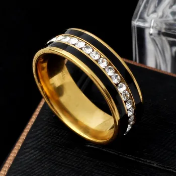 Titán CZ Krúžok pre Mužov a Ženy, Zlata, Striebra, Ušľachtilej Ocele, Šperkov Crystal Snubné Prstene 8mm