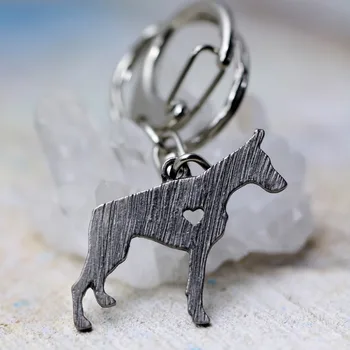Tkuamigo Doberman Pinče Kľúčenky & Prívesky, Šperky Zvierat Tvarované Antique Silver Tone Mosadz Inšpiroval Reťazca Keychain A032