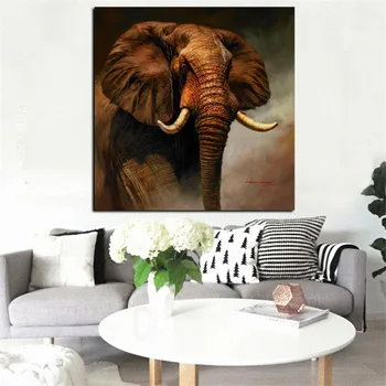 Tlač Abstraktné Wall Art Plátno Africký Slon Krajiny olejomaľba na Plátne Moderné Zvierat Obrázok, Plagát Pre Obývacia Izba