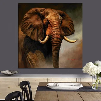 Tlač Abstraktné Wall Art Plátno Africký Slon Krajiny olejomaľba na Plátne Moderné Zvierat Obrázok, Plagát Pre Obývacia Izba