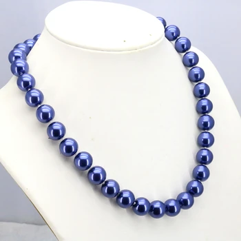 Tmavo modré sklo perlový náhrdelník stanovené 12mm náhrdelník 18