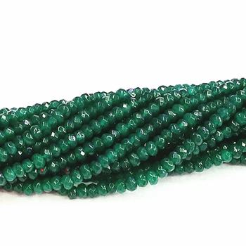Tmavo zelená prírodného kameňa farbené zelená jades chalcedony 2x4mm kameň tvárou abacus rondelle voľné korálky diy šperky 15inch B563