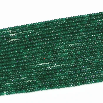 Tmavo zelená prírodného kameňa farbené zelená jades chalcedony 2x4mm kameň tvárou abacus rondelle voľné korálky diy šperky 15inch B563