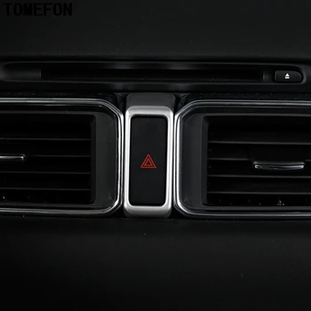 TOMEFON Pre Mazda CX-5 CX5 2017 2018 ABS Chrome Uhlíkových Vlákien Auto Dvojité Flash Prepnúť Tlačidlo box Líšt Rám Interiérom