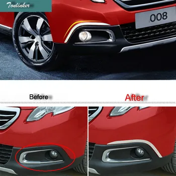 Tonlinker 2 Ks DIY Auto Styling ABS alebo Nerezovej Ocele, Predné Hmlové Svetlo Kryt Prípade Nálepky na Peugeot 2008-15 Príslušenstvo