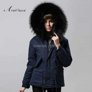 TOP kvalita nové zimná bunda, kabát žien parkas tmavo modrá Veľký raccoon kožušiny golier s kapucňou žena outwear voľné oblečenie