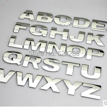 Top kvalita Osobné 3D kov anglicky List znak Digitálny Obrázok Číslo Chrome DIY Auto slovo Odznak Logo Automobilu Nálepky