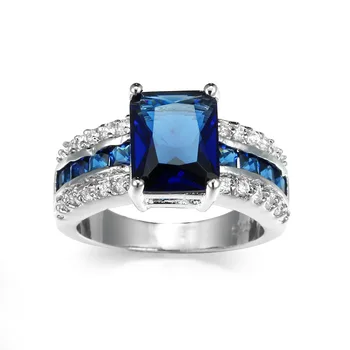 Top Kvalita Princezná Kate Modrá Gem Vytvorené Modré Crystal 925 sterling Silver Prst Crystal Krúžok Značky Šperky pre Ženy