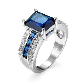 Top Kvalita Princezná Kate Modrá Gem Vytvorené Modré Crystal 925 sterling Silver Prst Crystal Krúžok Značky Šperky pre Ženy