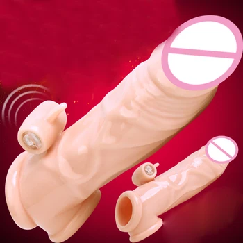 Top kvalita vibračný penis rukáv penis extender rukáv kondóm opakovane použiteľné zväčšenie penisu penis rozšírenie dospelých, sexuálne hračky pre človeka