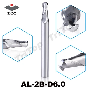 TOP kvalita ZCC.CT AL-2B-R6.0 tuhé karbid volfrámu 2 flauta loptu nos konci mlyn 12mm R6.0 cnc frézovanie fréza pre hliníkové zliatiny