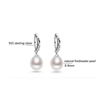 Top módne Pearl Náušnice Reálne Prírodné Sladkovodné Perly 925 Sterling Silver 8-9mm Kvapka Vody Náušnice Šperky Pre Ženy