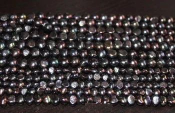 Top Real Prírodné Sladkovodné Perly 6x7mm Prírodné Čiernej Farby pearl zvýrazniť pearl 37 cm Strand Voľné Korálky ženy Šperky