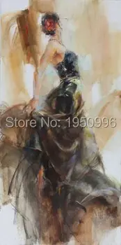 Top Umelec Vysoko Kvalitné, Moderné, Abstraktné Čiernej Sukni Tancujúce Dievča Moderného Tanca Olejomaľba Na Plátne Olej Maľovanie Na Stenu, Dekorácie