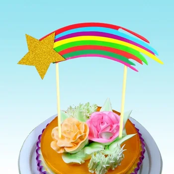Tortu mulčovače padajúce hviezdy rainbow papier karty banner pre Cupcake Wrapper do Pečiva Pohár narodeniny tea party, svadobné dekorácie Wh