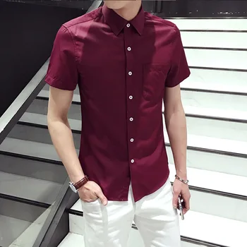 Toturn značky, pánske košele plus veľkosť 5XL 6XL bavlna luxusný mužské oblečenie móda formálne bežné červené víno pánske tričko krátky rukáv