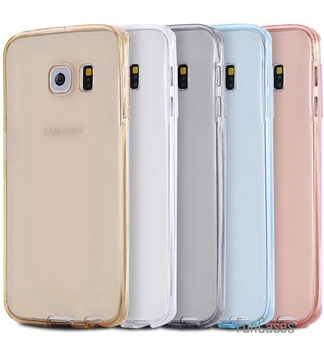 Transparentné, Jasné Plné Pokrytie obal pre Samsung Galaxy S6 S7/S7Edge Plus 360 Stupeň Ochranné Mäkké TPU Predné zadný Kryt Capa
