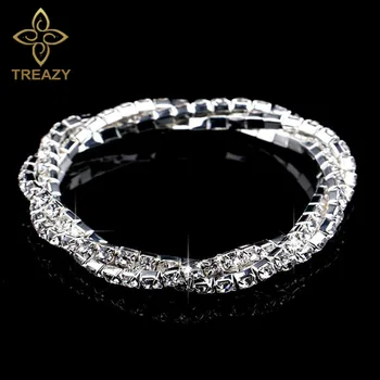 TREAZY 3Colors Luxusné Crystal Náramky Pre Ženy Drahokamu Kľukatých Náramky & Bangles Femme Svadobné Svadobné Šperky Príslušenstvo