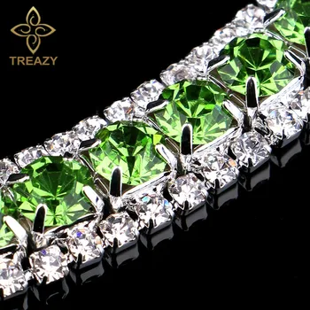 TREAZY Kúzlo Green Crystal Náramky Pre Ženy Strieborné Pozlátené Náramky & Bangles Svadobné Svadobné Prom Príslušenstvo Šperky