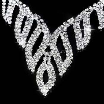 TREAZY Leaf Crystal Svadobné Šperky Sady Strieborná Farba Drahokamu Náhrdelníky Náušnice, Sety Nevesty Svadobné Šperky pre Ženy