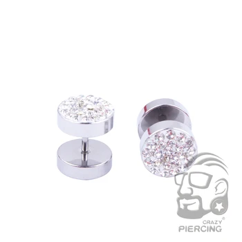 Trendy 1 pár Punk kolo Skrutku ušné sviečky chirurgickej ocele Klasické crystal Stud Náušnice muži/ženy piercing Šperkov hot predaj