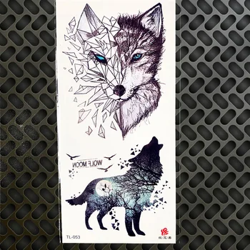 Tribal Akvarel Mesiac Vlk, Motýľ Mačka Packa Pazúr Ženy Dočasné Tetovanie Nálepky Deti Akvarel Tetovanie Mužov Nohy Tetovanie Rameno Dievča