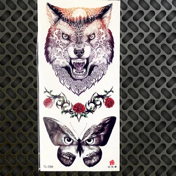 Tribal Akvarel Mesiac Vlk, Motýľ Mačka Packa Pazúr Ženy Dočasné Tetovanie Nálepky Deti Akvarel Tetovanie Mužov Nohy Tetovanie Rameno Dievča
