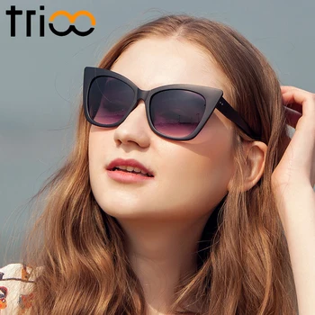 TRIOO Cat Eye Matný Ženy slnečné Okuliare Značky Dizajnér Vysokej Módy Oculos de sol Pohode Gradient lunette Žena Letné Slnko Glases