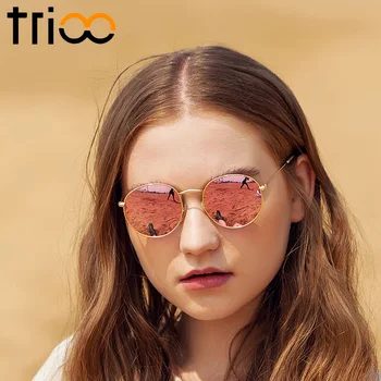 TRIOO Značky Dizajnér Úzka Tvár Polarizované slnečné Okuliare Kolo Luxusné Retro Oculos Jazdy Retro Slnečné Okuliare Pre Ženy Odtiene