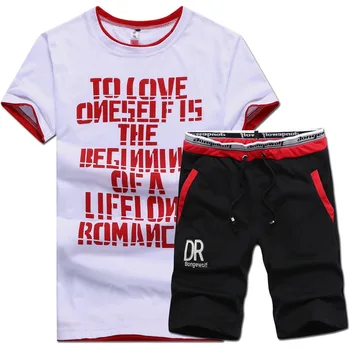Tričká Značky Oblečenie Tričko Mužov Homme List Vytlačený Športové Nastaviť M-4XL 2017 t-shirt vyhovovali muž