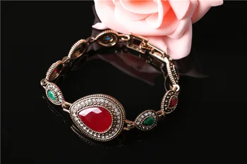 Turecký Láska Náramky Vintage Etnických Šperky Zlatá Farba Pulseira Červený Náramok Femininas Náramok Acessorios Para Mulher