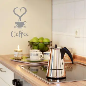 Tvorivá Láska Šálku Kávy Samolepiek na Stenu, Umenie nástenná maľba Obtlačky pre Kuchyňa Čaj Izba