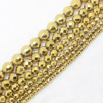 Tvárou Zlato Hematite 4,6,8,10,12 mm Kolo Beads15