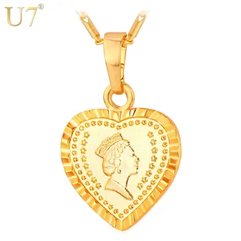 U7 Módne Náhrdelníky Pre Ženy Zlatá/Strieborná Farba Európskej Kráľovná Lásky Srdce Náhrdelník & Prívesky Veľkoobchod P630