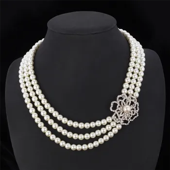 U7 Simulované Pearl Choker Náhrdelník Trendy Drahokamu Kvet dámske Módne Šperky 50 cm Náhrdelníky N371