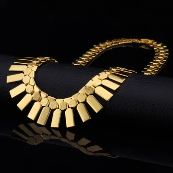 U7 Zlatá Farba Choker Náhrdelník Veľké Africké Šperky Predaj Trendy Výkaz Strapce, Nohavice S Náprsenkou Náhrdelník Pre Ženy N348