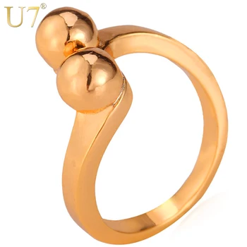 U7 Značky Krúžok Zlatá Farba Muži/Ženy Šperky Unikátny Jednoduchý Dizajn Strany Darček Trendy Kolo Svadobné Kapela Krúžok R355