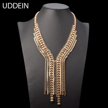 UDDEIN crystal strapec prívesok kovové vyhlásenie náhrdelník pre ženy najvyššej kvality preháňať šperky vintage dlho maxi náhrdelník