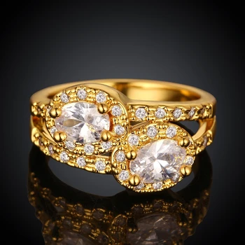 Uloveido Prstene pre Ženy, Svadobné Doplnky Dvojité Veľký Kruh Kameň Fialová Šperky Ruže Zlatá Farba Krúžok Anel Módne Šperky R042