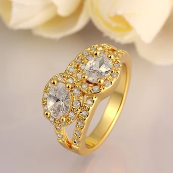 Uloveido Rose Gold Color Prsteň s Kameňom Šperky, Zásnubné Svadobných Doplnkov Žien Veľké Krúžok Bague Femme Veľkoobchod R042