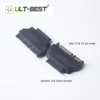 ULT-Najlepšie Slineline SATA Adaptér Serial ATA 7+15 22pin Mužov Slim 7+6 13pin Žena Adaptér
