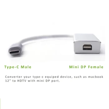 ULT-Najlepšie USB Typ-C, USB C na Mini DisplayPort DP Kábel Adaptéra Podpora 4K rozlíšenie pre Nový Macbook ChromeBook Pixel