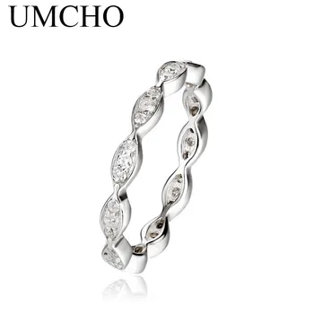 UMCHO Infinity Navždy Milovať Výročí Sľub Svadobné Kapela Zásnubný Prsteň Svadobný Prsteň 925 Sterling Silver Krúžky Pre ženy