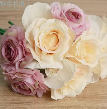 Umelé Camellia Kvetinové Kytice 27 cm Svadobné svadobné Kytice Kvetov s Rose Camellia Orchidea, Kvet Hlavy Ozdobné Kvety
