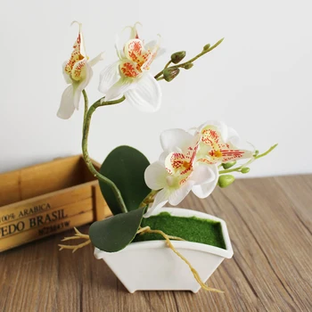 Umelé Motýľ Orchidea Simulácia Kvet Set s Reálnymi Dotyk listy Umelé Rastliny Celkovo Kvetinový Svadobné P05