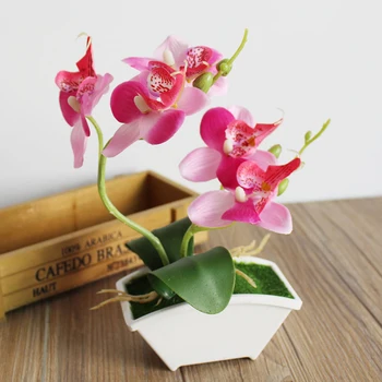 Umelé Motýľ Orchidea Simulácia Kvet Set s Reálnymi Dotyk listy Umelé Rastliny Celkovo Kvetinový Svadobné P05