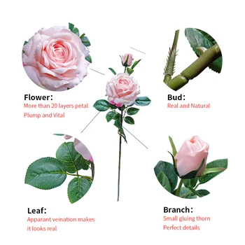 Umelé Ruže Kvet Hodvábnej dohoda Falošné kvetinové Svadobné Party Vrchol marrige Domáce Dekorácie kvet pre váza Tabuľka Daisy
