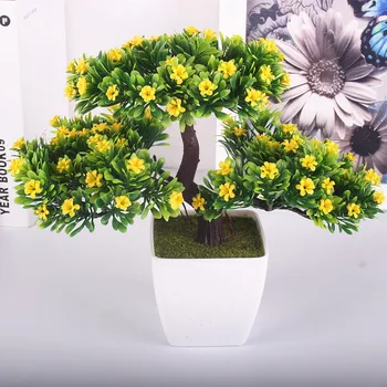 Umelý kvet rastlín črepníkové bonsai falošné kvetu rastlín, borovíc pre svadobné, vianočné domáce dekorácie